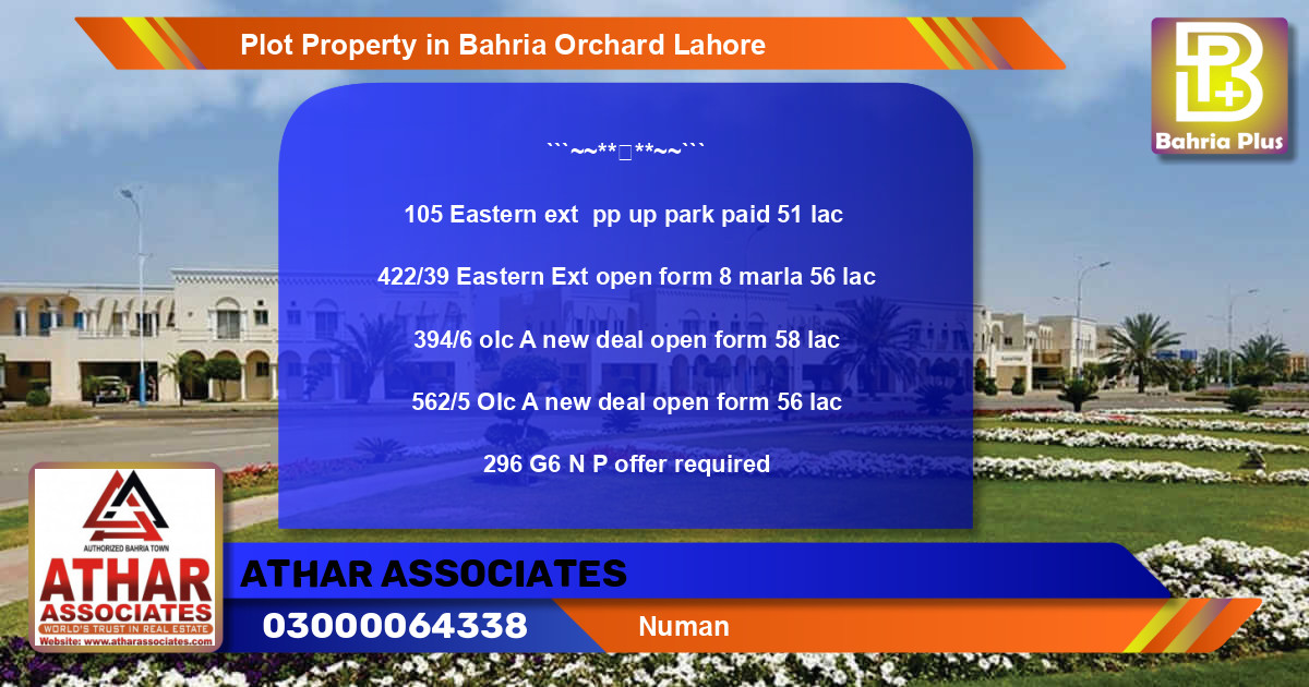 Residential Plot for Sale in Bahria Orchard, Lahore - (BP-81207)