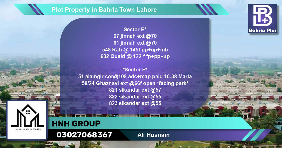Residential Plot for Sale in Bahria Town, Lahore - (BP-81209)