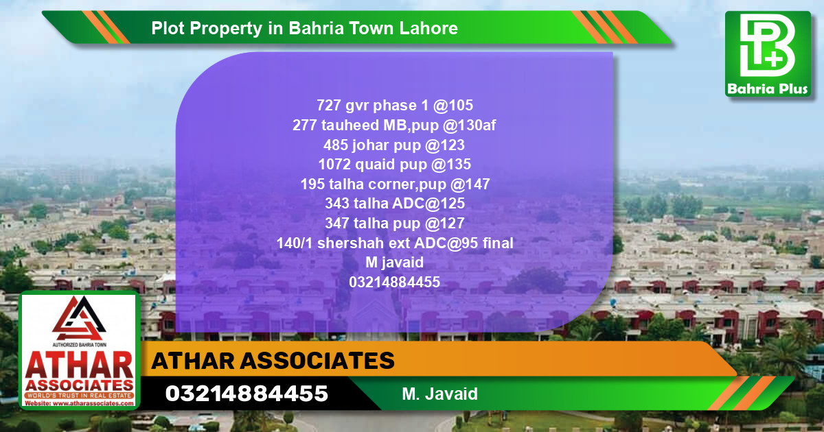 Residential Plot for Sale in Bahria Town, Lahore - (BP-81216)