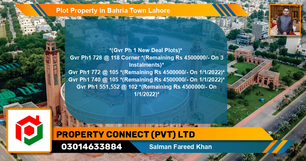 Residential Plot for Sale in Bahria Town, Lahore - (BP-81222)