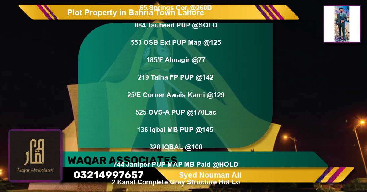 Residential Plot for Sale in Bahria Town, Lahore - (BP-81228)