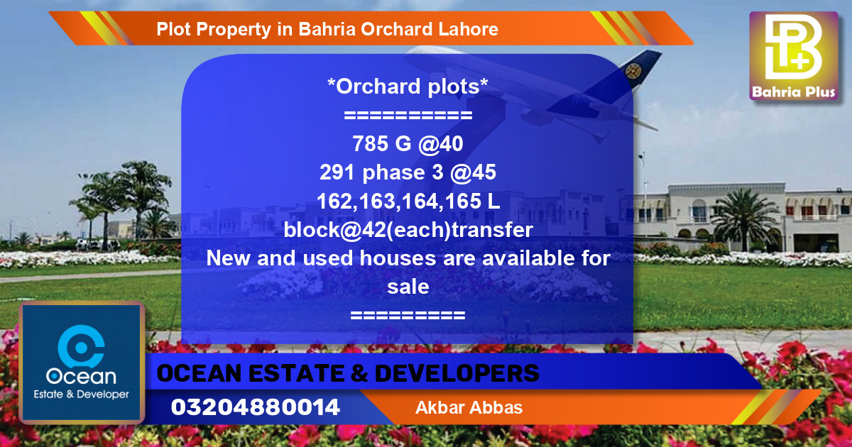 Residential Plot for Sale in Bahria Orchard, Lahore - (BP-81251)