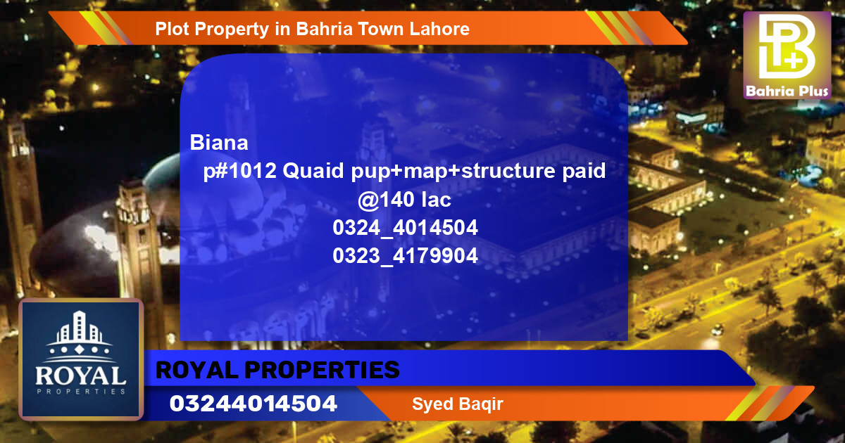Residential Plot for Sale in Bahria Town, Lahore - (BP-81263)