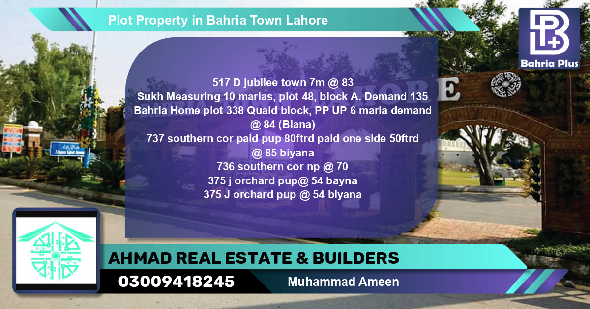 Residential Plot for Sale in Bahria Town, Lahore - (BP-81288)