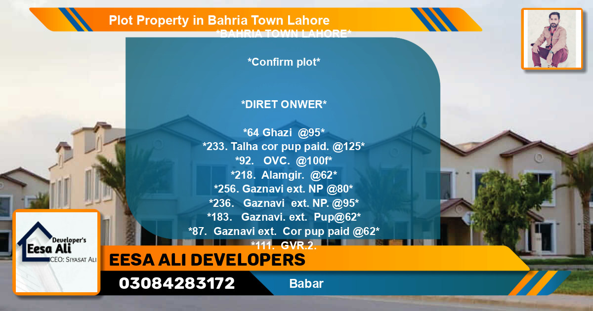 Residential Plot for Sale in Bahria Town, Lahore - (BP-81297)