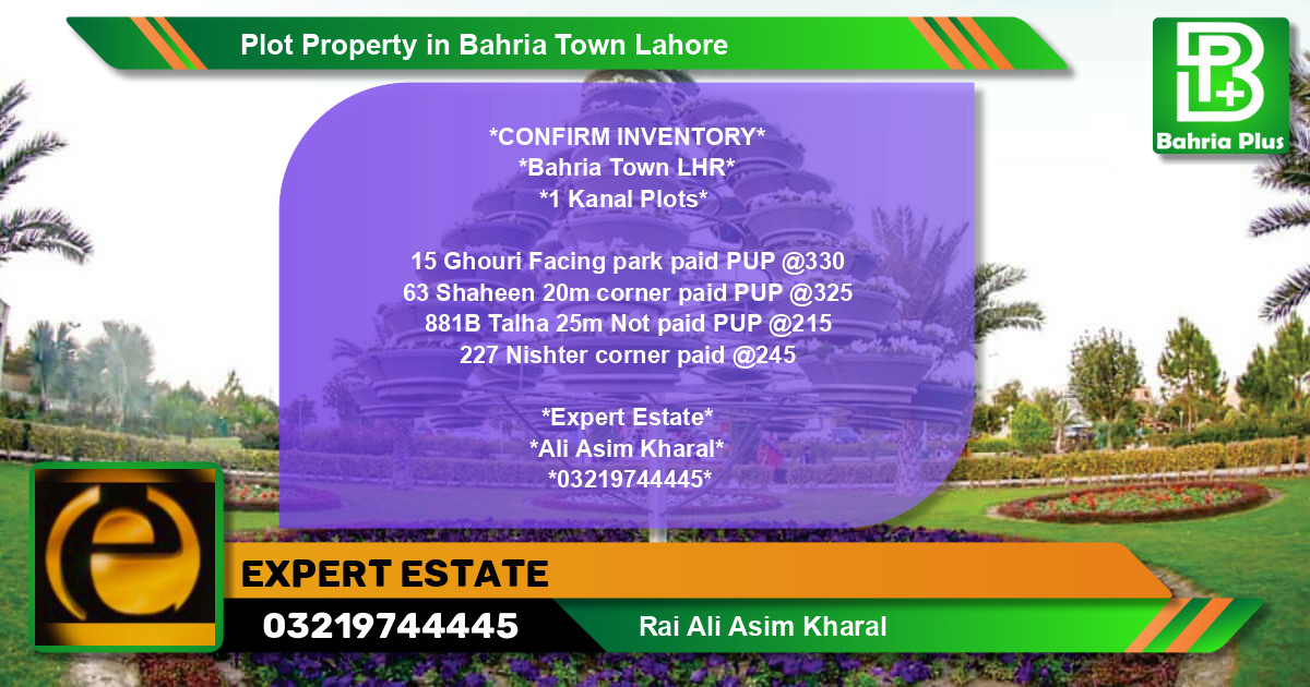 Residential Plot for Sale in Bahria Town, Lahore - (BP-81299)