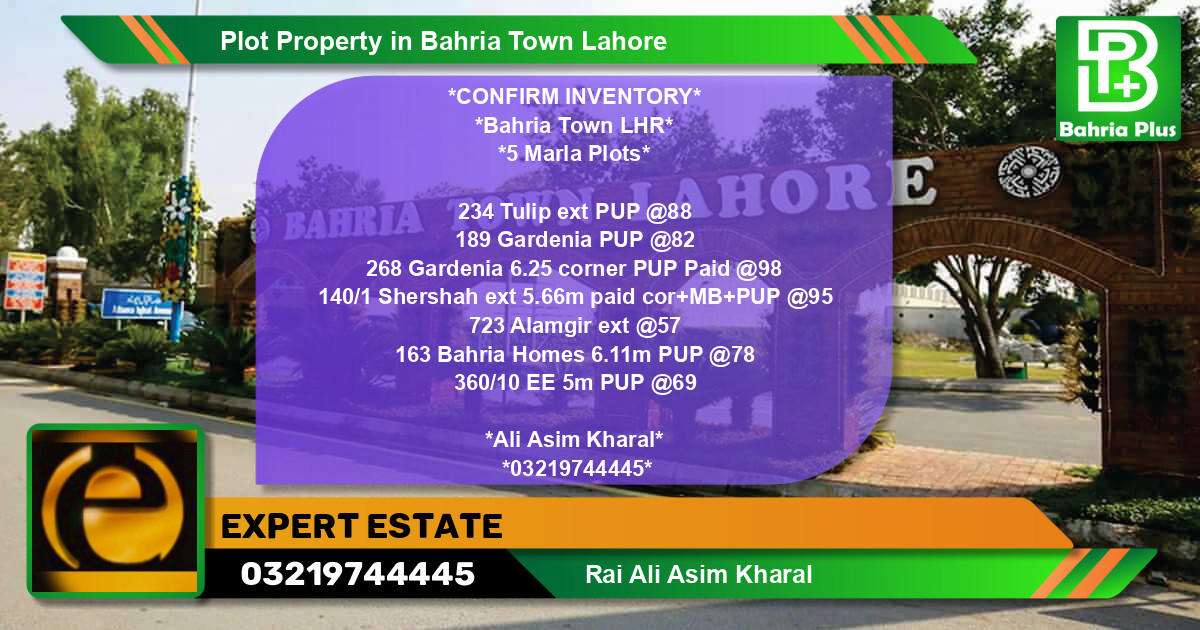 Residential Plot for Sale in Bahria Town, Lahore - (BP-81305)