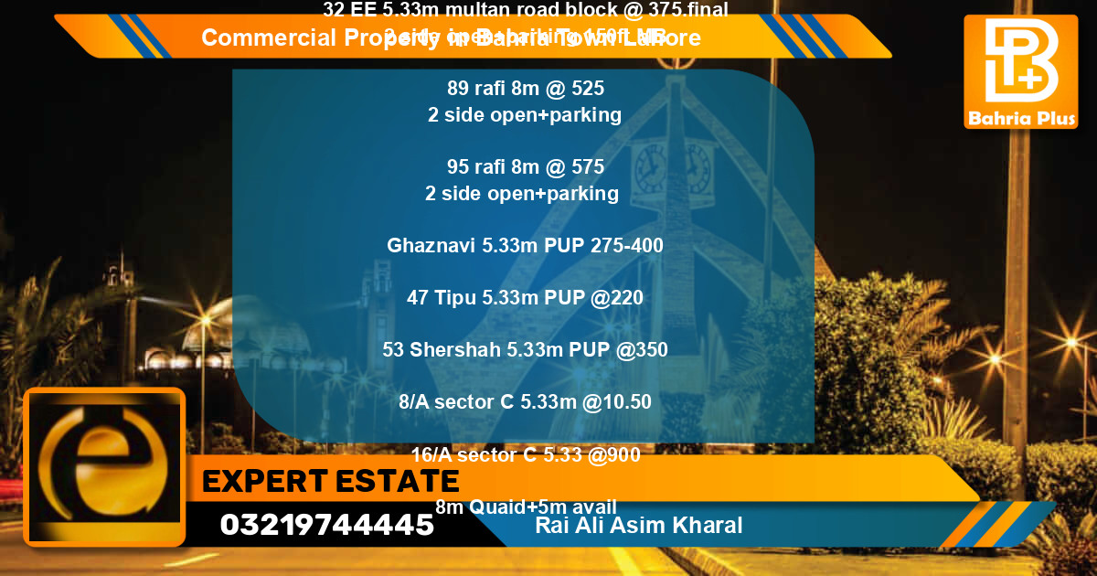 Commercial Property for Sale in Bahria Town, Lahore - (BP-81312)