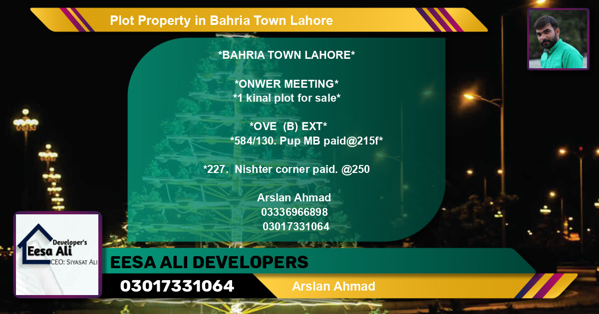 Residential Plot for Sale in Bahria Town, Lahore - (BP-81326)