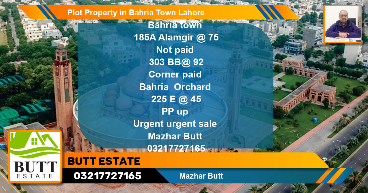 Residential Plot for Sale in Bahria Town, Lahore - (BP-81338)