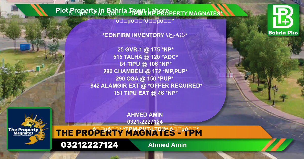 Residential Plot for Sale in Bahria Town, Lahore - (BP-81339)