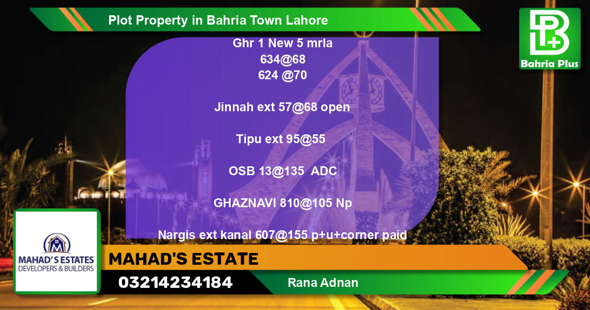 Residential Plot for Sale in Bahria Town, Lahore - (BP-81350)
