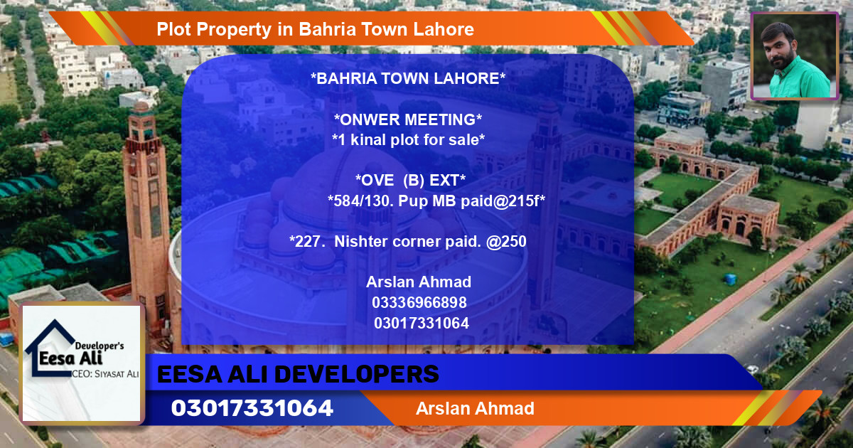 Residential Plot for Sale in Bahria Town, Lahore - (BP-81372)