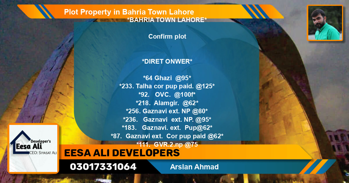 Residential Plot for Sale in Bahria Town, Lahore - (BP-81373)