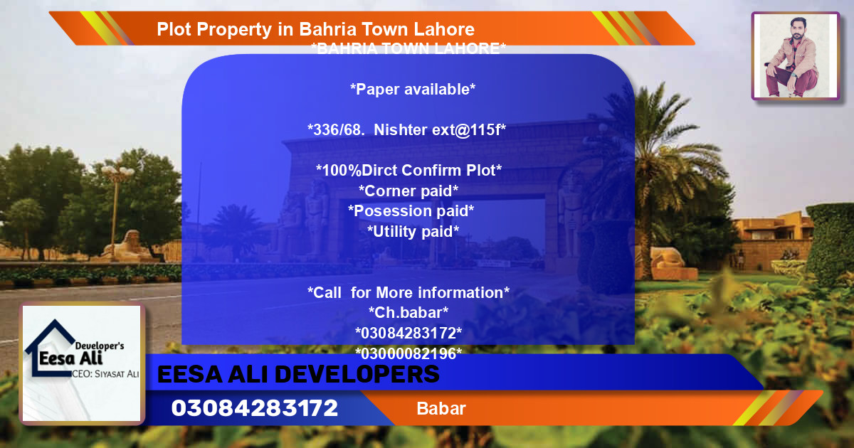 Residential Plot for Sale in Bahria Town, Lahore - (BP-81375)
