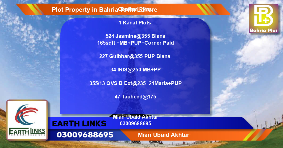Residential Plot for Sale in Bahria Town, Lahore - (BP-81386)