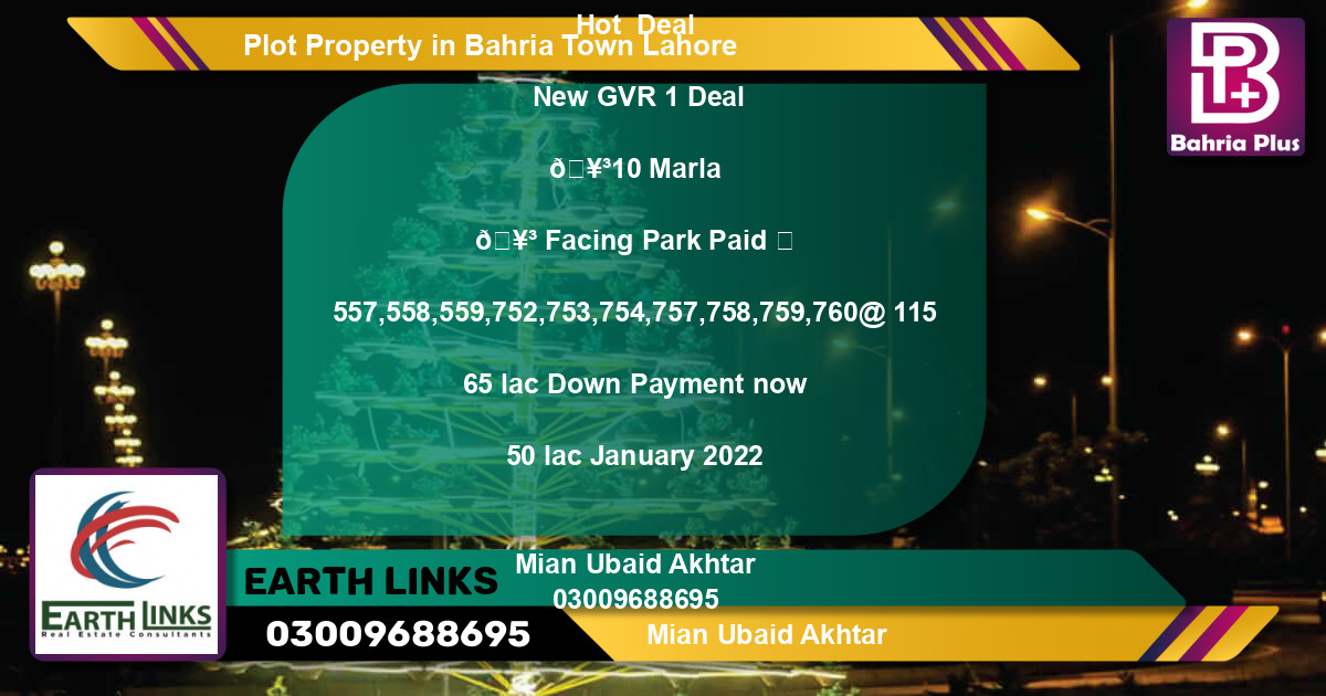 Residential Plot for Sale in Bahria Town, Lahore - (BP-81392)