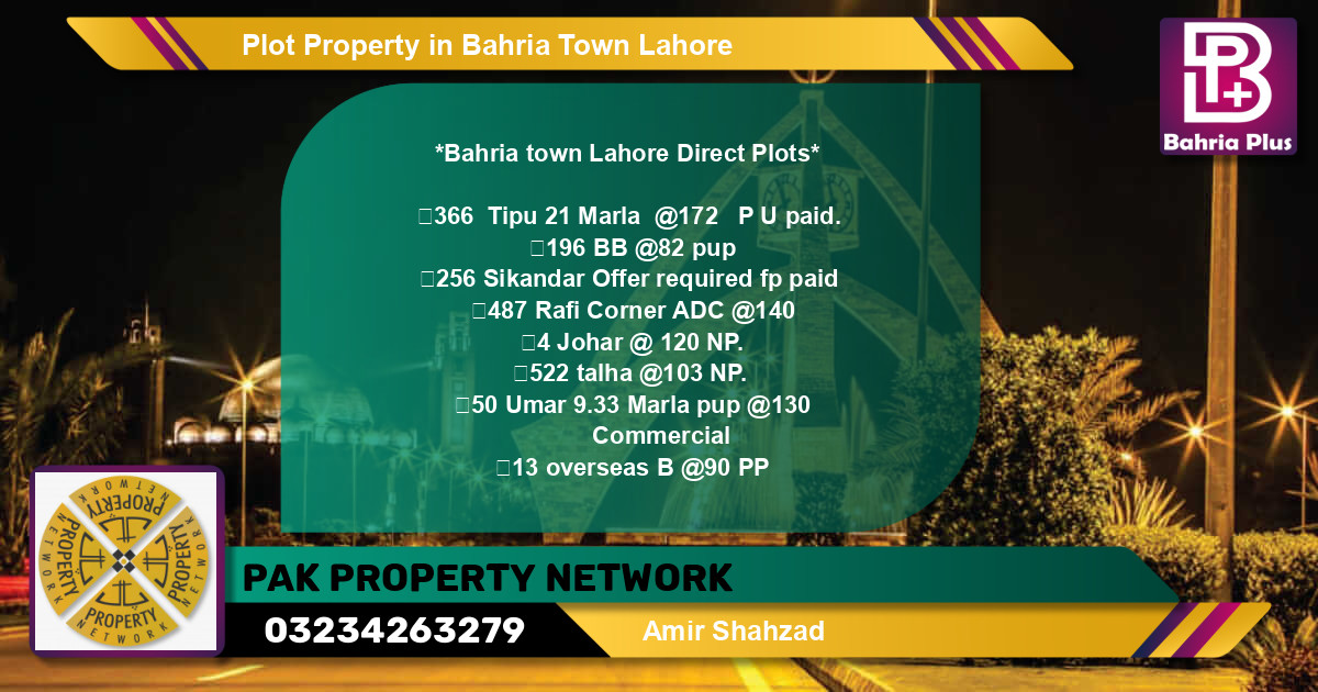 Commercial Plot for Sale in Bahria Town, Lahore - (BP-81418)