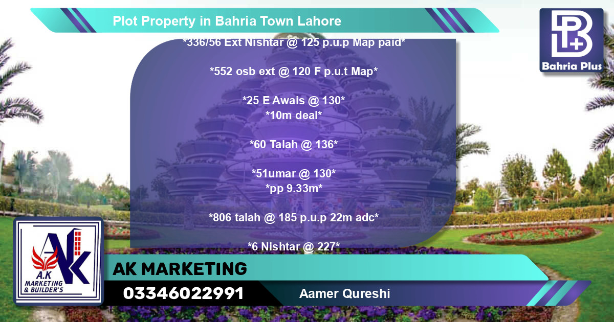 Residential Plot for Sale in Bahria Town, Lahore - (BP-81420)