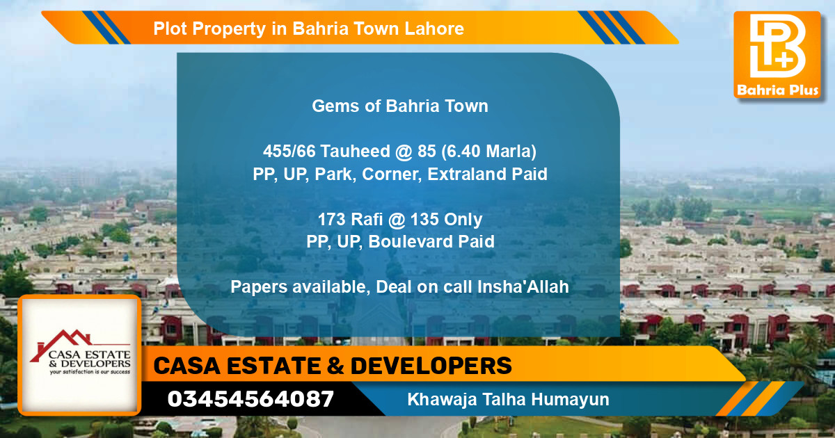 Residential Plot for Sale in Bahria Town, Lahore - (BP-81421)