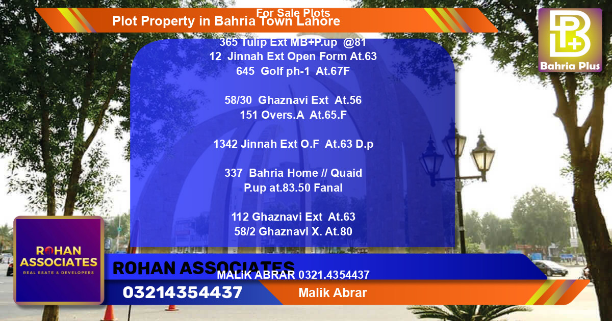 Residential Plot for Sale in Bahria Town, Lahore - (BP-81426)