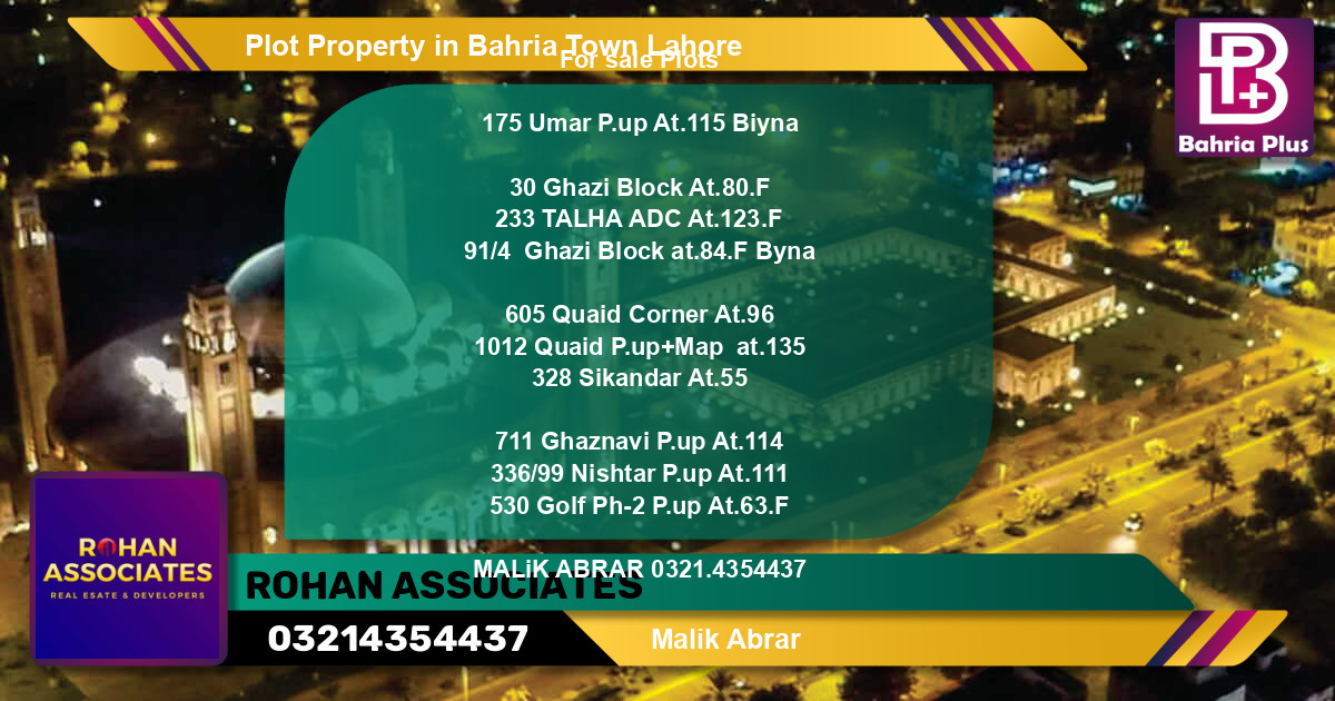 Residential Plot for Sale in Bahria Town, Lahore - (BP-81427)