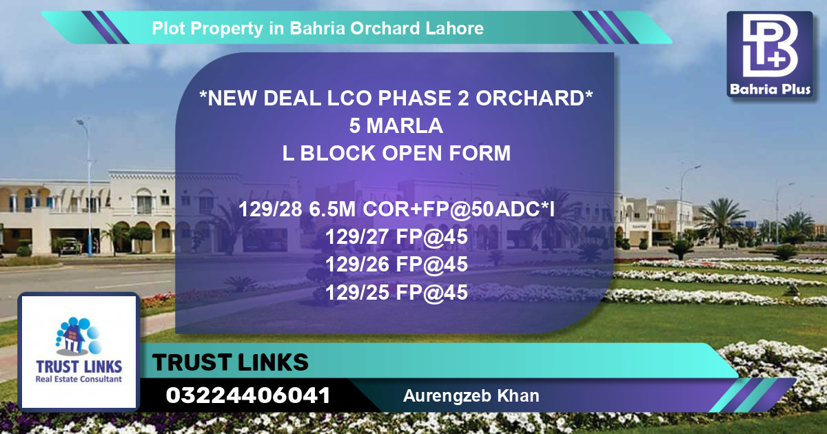 Residential Plot for Sale in Bahria Orchard, Lahore - (BP-81436)