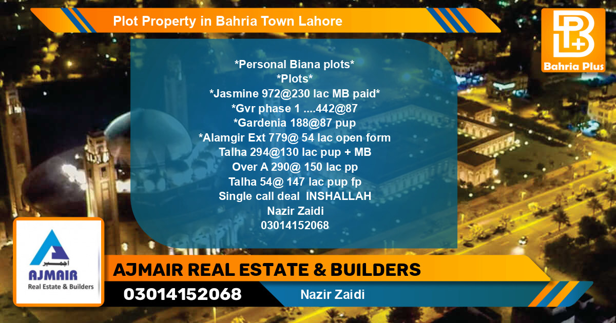 Residential Plot for Sale in Bahria Town, Lahore - (BP-81454)