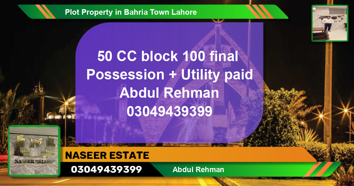 Residential Plot for Sale in Bahria Town, Lahore - (BP-81470)