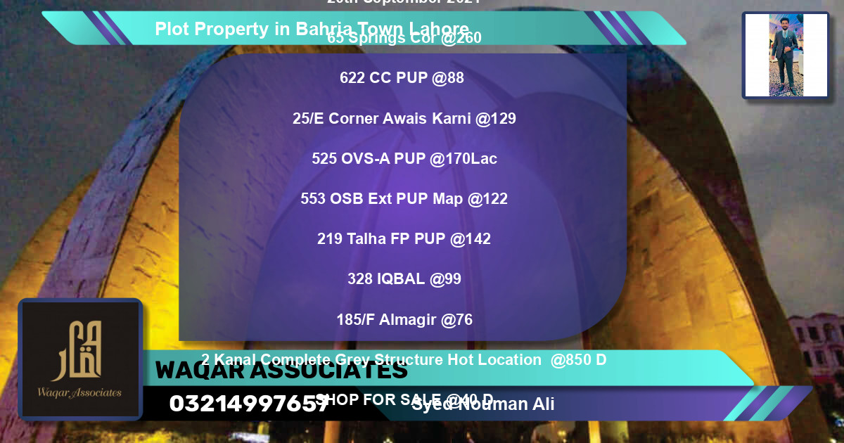 Residential Plot for Sale in Bahria Town, Lahore - (BP-81478)