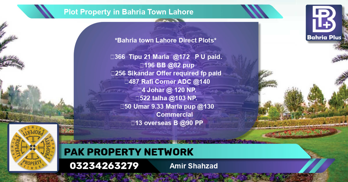 Commercial Plot for Sale in Bahria Town, Lahore - (BP-81483)