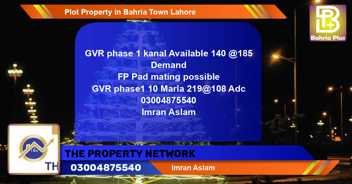 Residential Plot for Sale in Bahria Town, Lahore - (BP-81490)