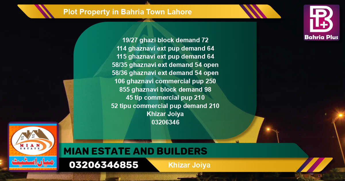 Commercial Plot for Sale in Bahria Town, Lahore - (BP-81493)