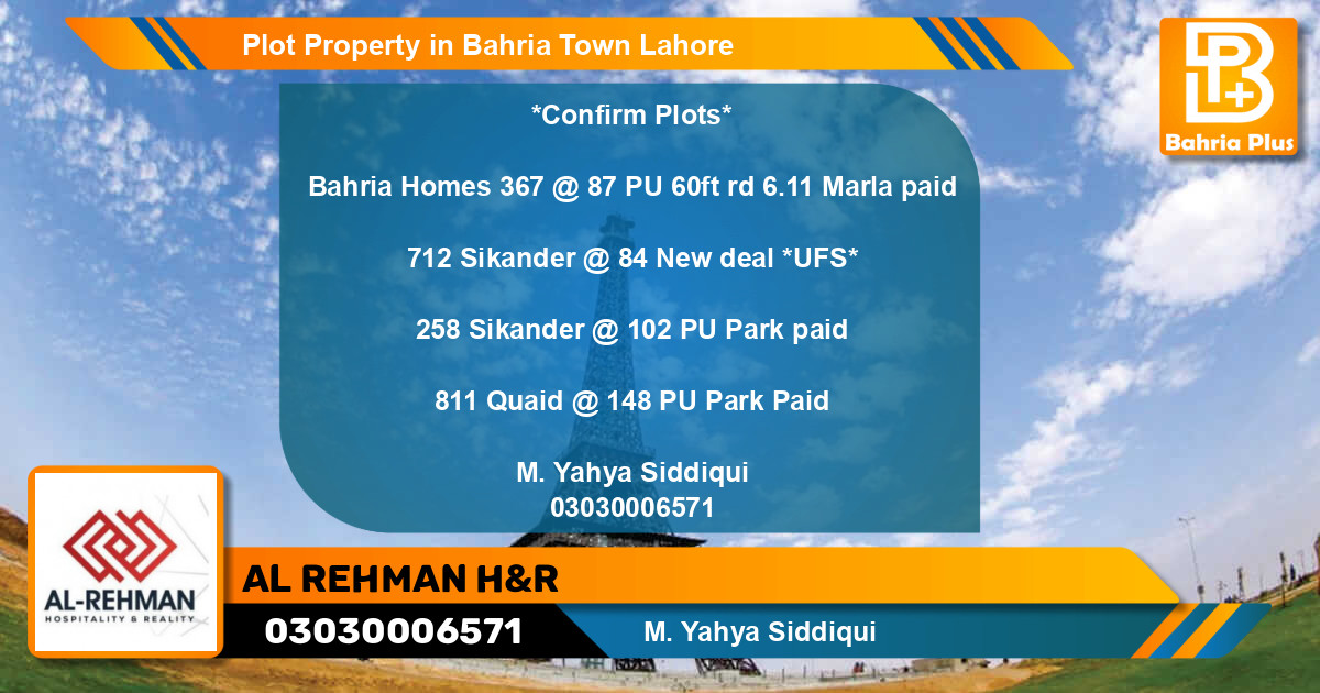 Residential Plot for Sale in Bahria Town, Lahore - (BP-81514)