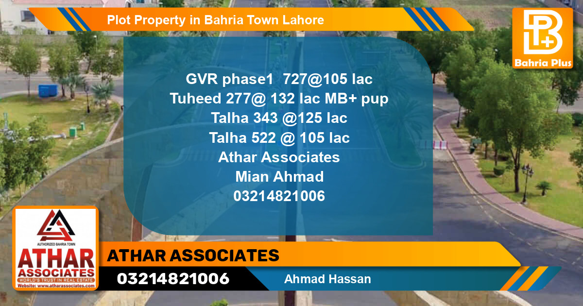 Residential Plot for Sale in Bahria Town, Lahore - (BP-81520)