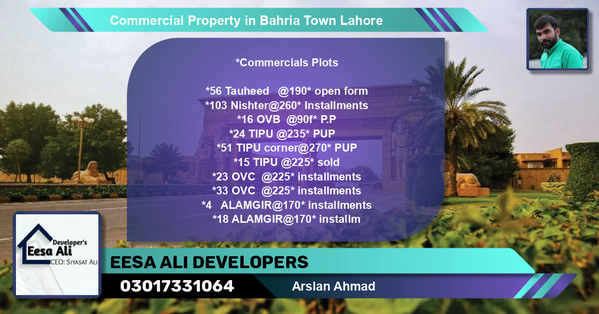 Commercial Property for Sale in Bahria Town, Lahore - (BP-81537)