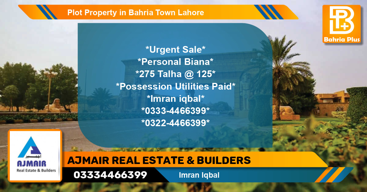 Residential Plot for Sale in Bahria Town, Lahore - (BP-81546)