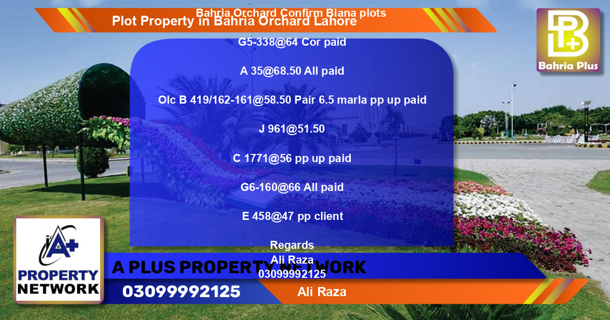 Residential Plot for Sale in Bahria Orchard, Lahore - (BP-81549)