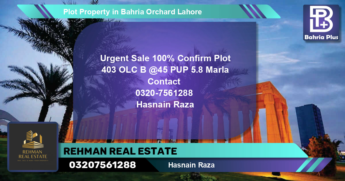 Residential Plot for Sale in Bahria Orchard, Lahore - (BP-81556)