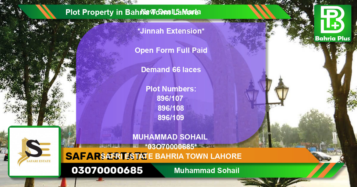 Residential Plot for Sale in Bahria Town, Lahore - (BP-81564)