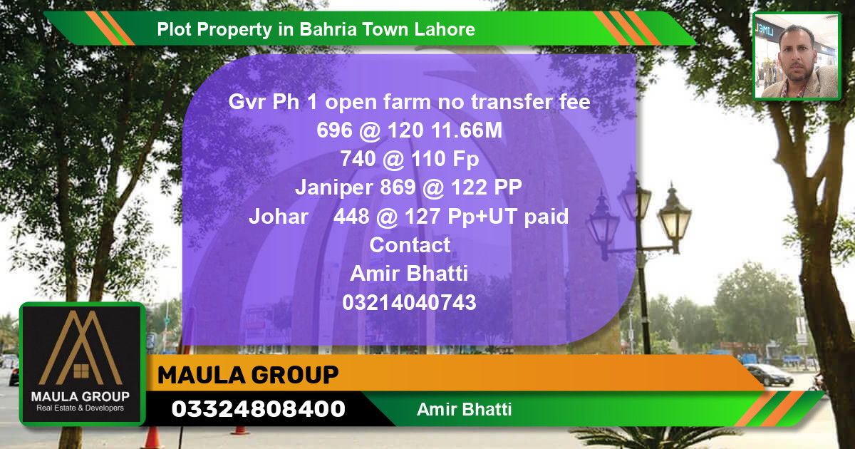 Residential Plot for Sale in Bahria Town, Lahore - (BP-81567)