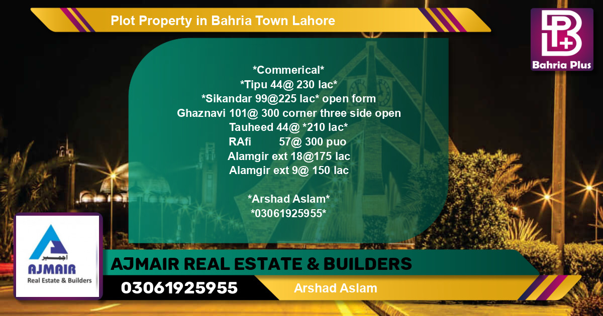Residential Plot for Sale in Bahria Town, Lahore - (BP-81571)