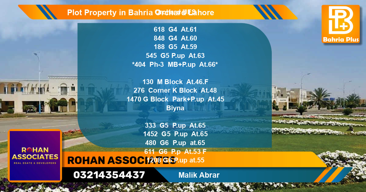 Residential Plot for Sale in Bahria Orchard, Lahore - (BP-81585)