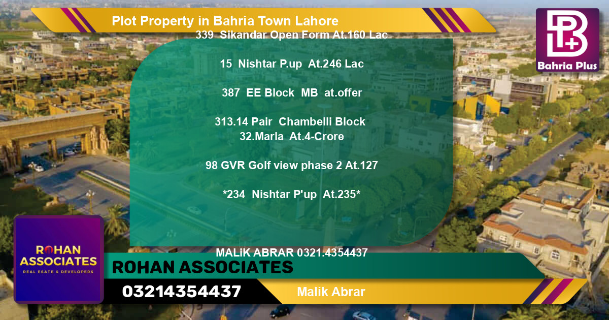Residential Plot for Sale in Bahria Town, Lahore - (BP-81590)
