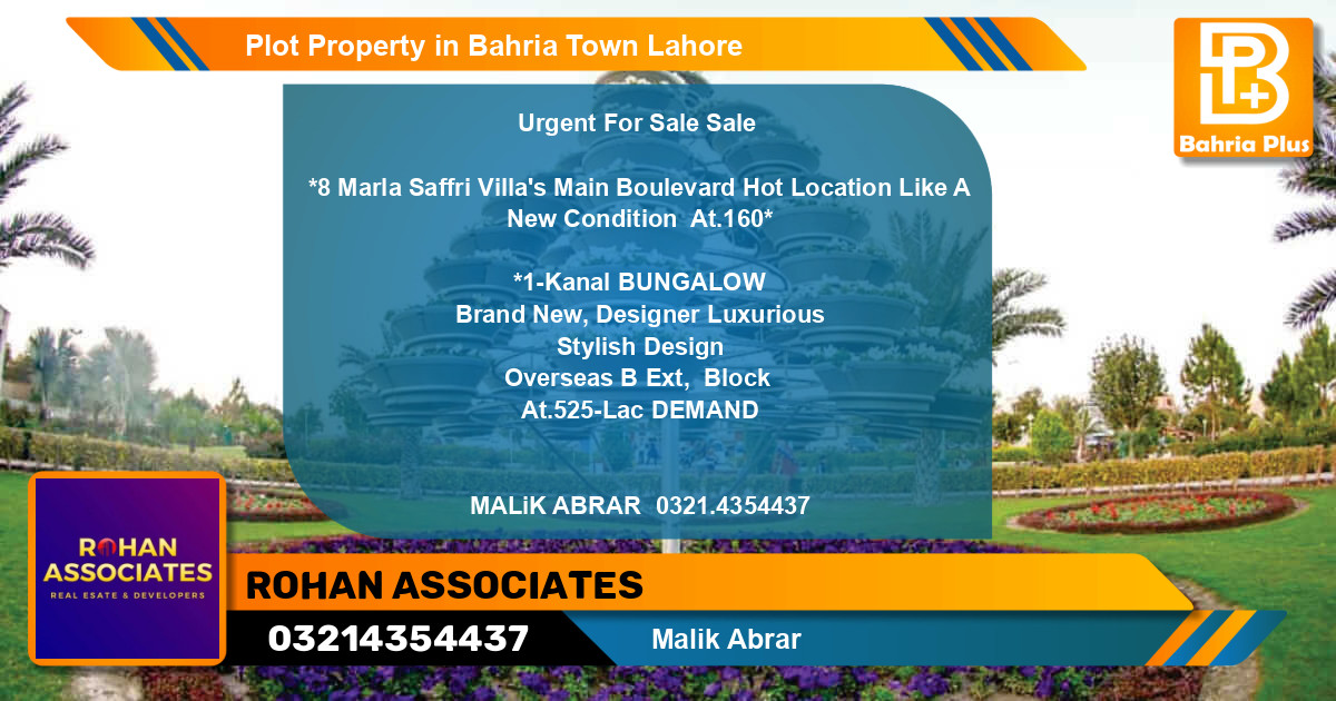 Residential Plot for Sale in Bahria Town, Lahore - (BP-81594)