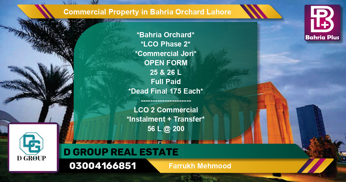 Commercial Property for Sale in Bahria Orchard, Lahore - (BP-81602)