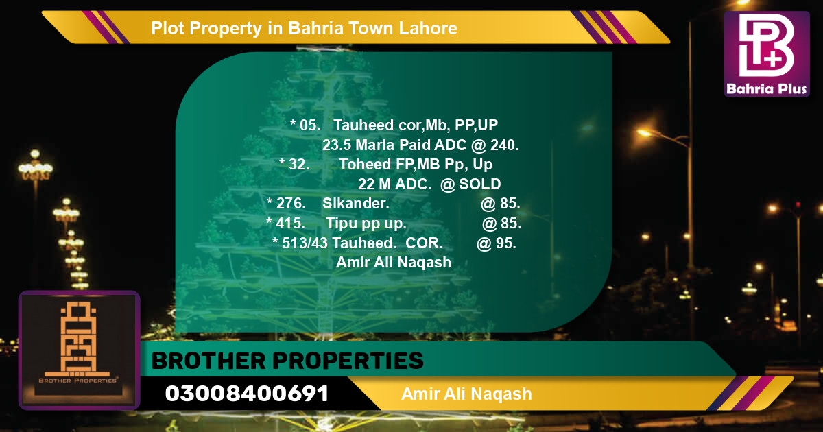 Residential Plot for Sale in Bahria Town, Lahore - (BP-81611)