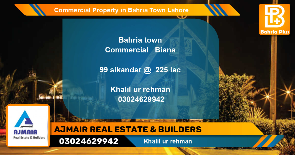 Commercial Property for Sale in Bahria Town, Lahore - (BP-81635)