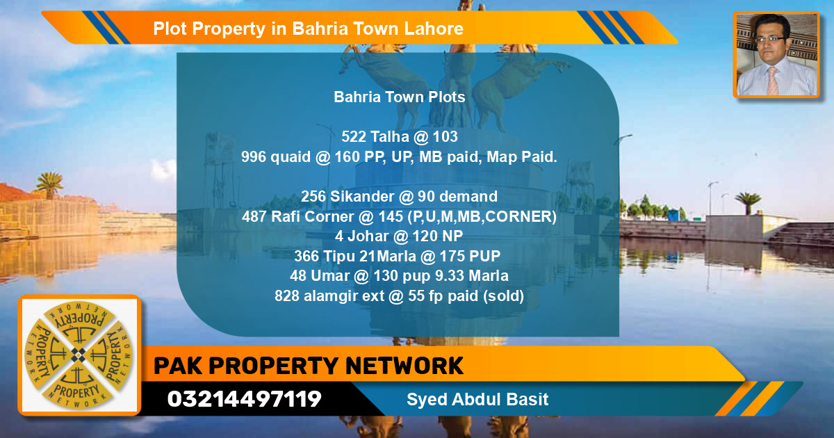 Residential Plot for Sale in Bahria Town, Lahore - (BP-81672)