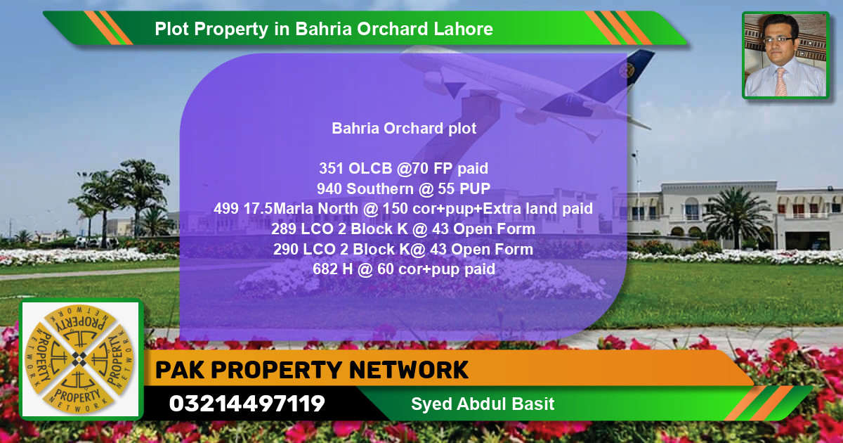 Residential Plot for Sale in Bahria Orchard, Lahore - (BP-81673)